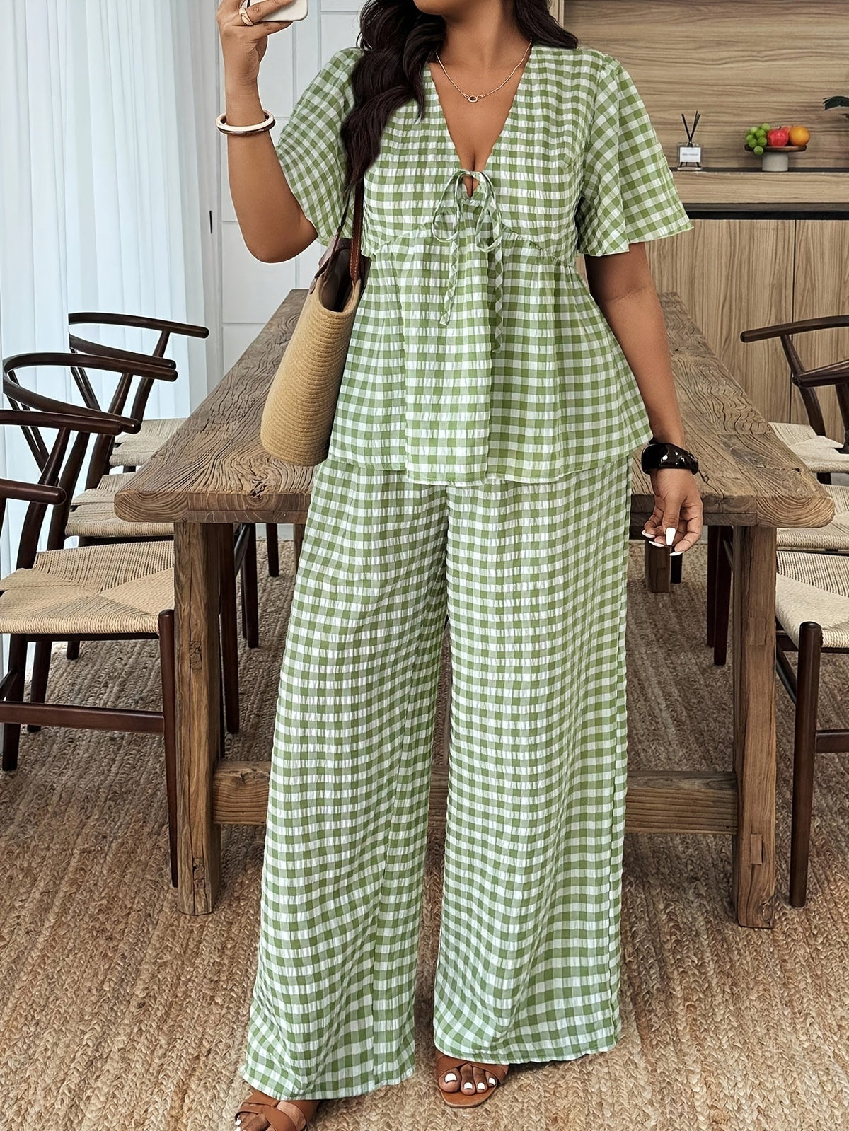 Roselyn Summer Plaid Set