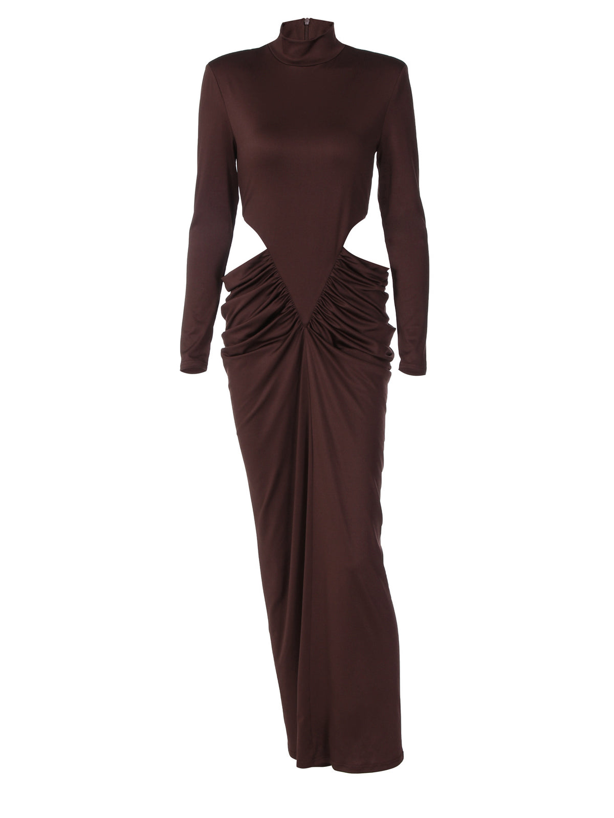 Vestido comprido de gola alta com recortes Olympia