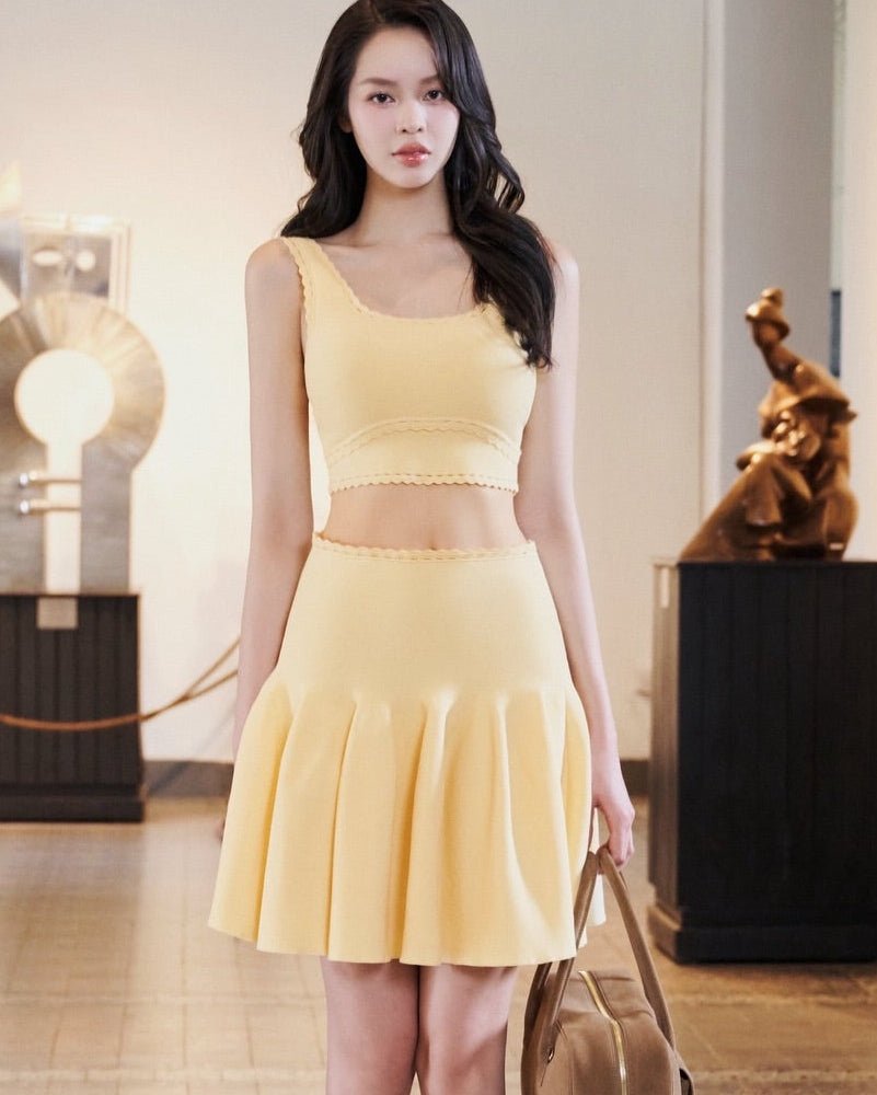 Conjunto de saia de malha canelada Ruth