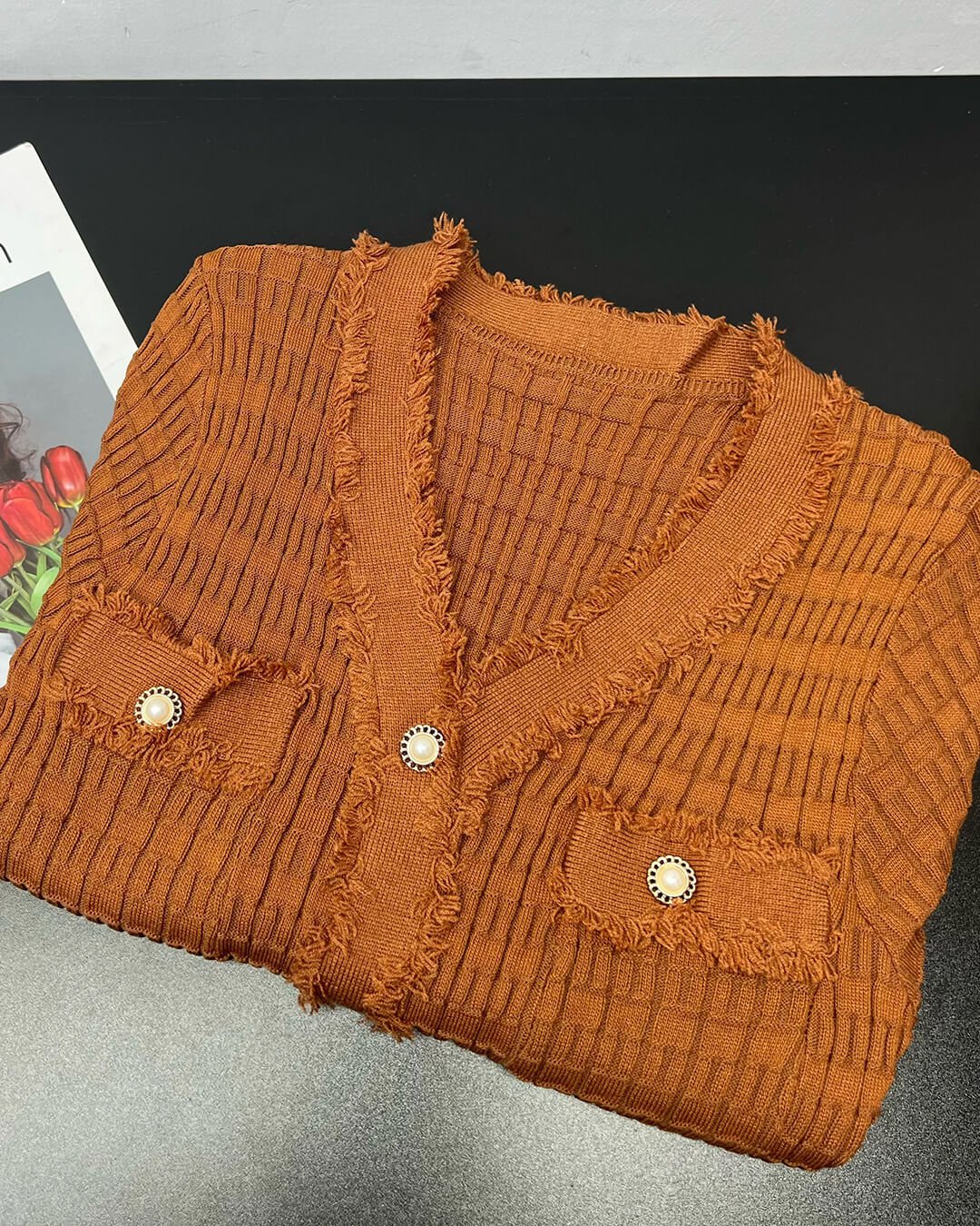 Vestido de malha Sabrina com decote em V
