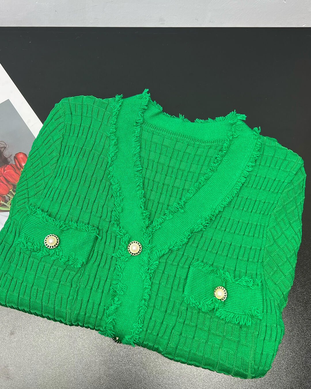 Vestido de malha Sabrina com decote em V