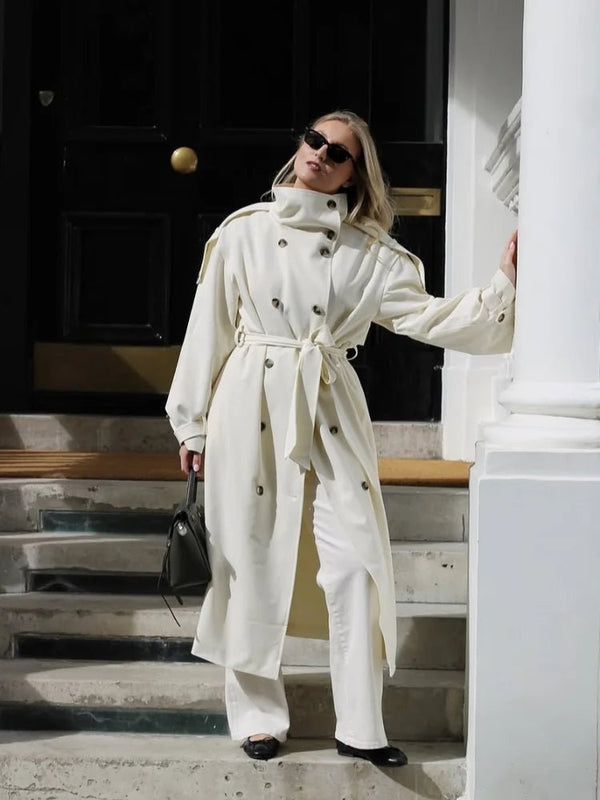 Sarah High Neck Belted Trench Coat