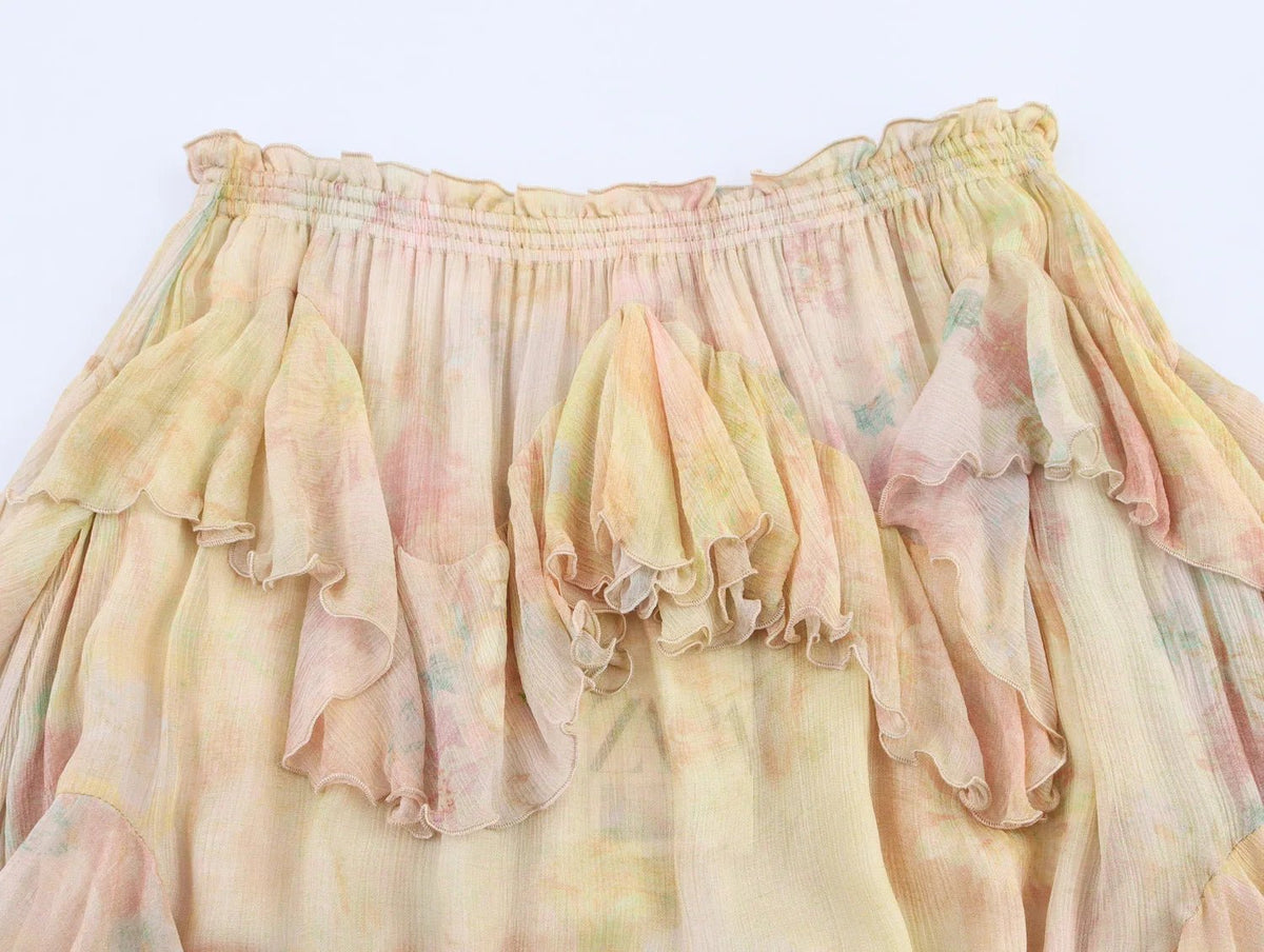 Saia maxi boho Serena com folhos
