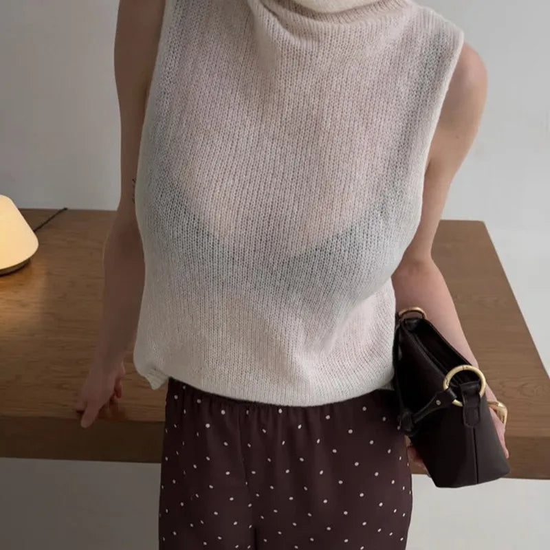 Camisola oversized transparente com recortes