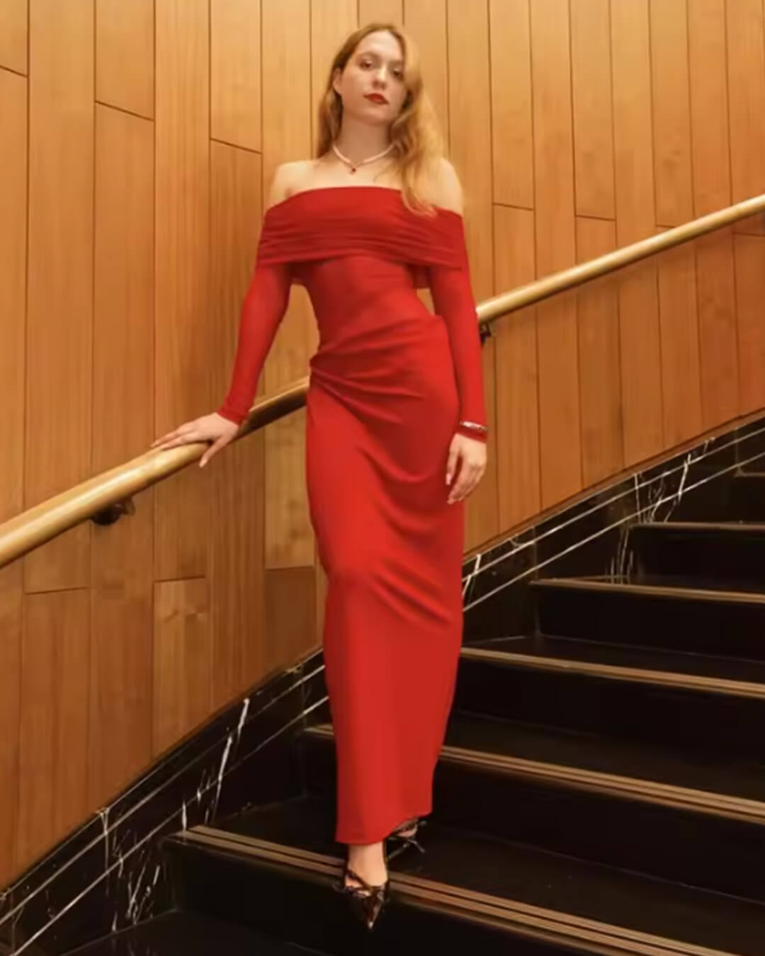 Vestido comprido de tule franzido Shiela