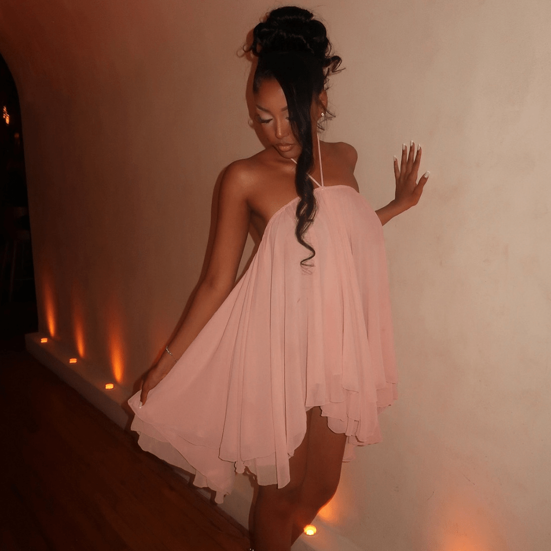 Sienna Backless Halter Mini Dress