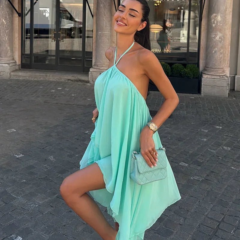 Sienna Flowy Halter Mini Dress