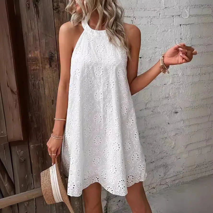 Vestido mini Sofia boémio com bordado inglês