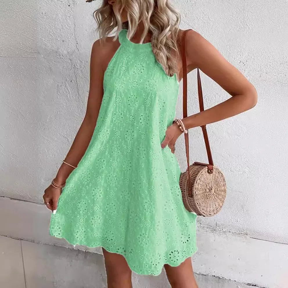 Vestido mini Sofia boémio com bordado inglês