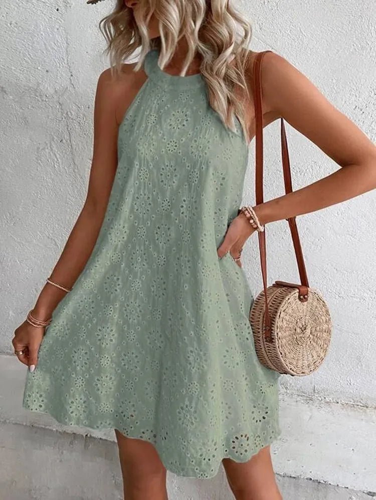 Vestido mini Sofia boémio com bordado inglês
