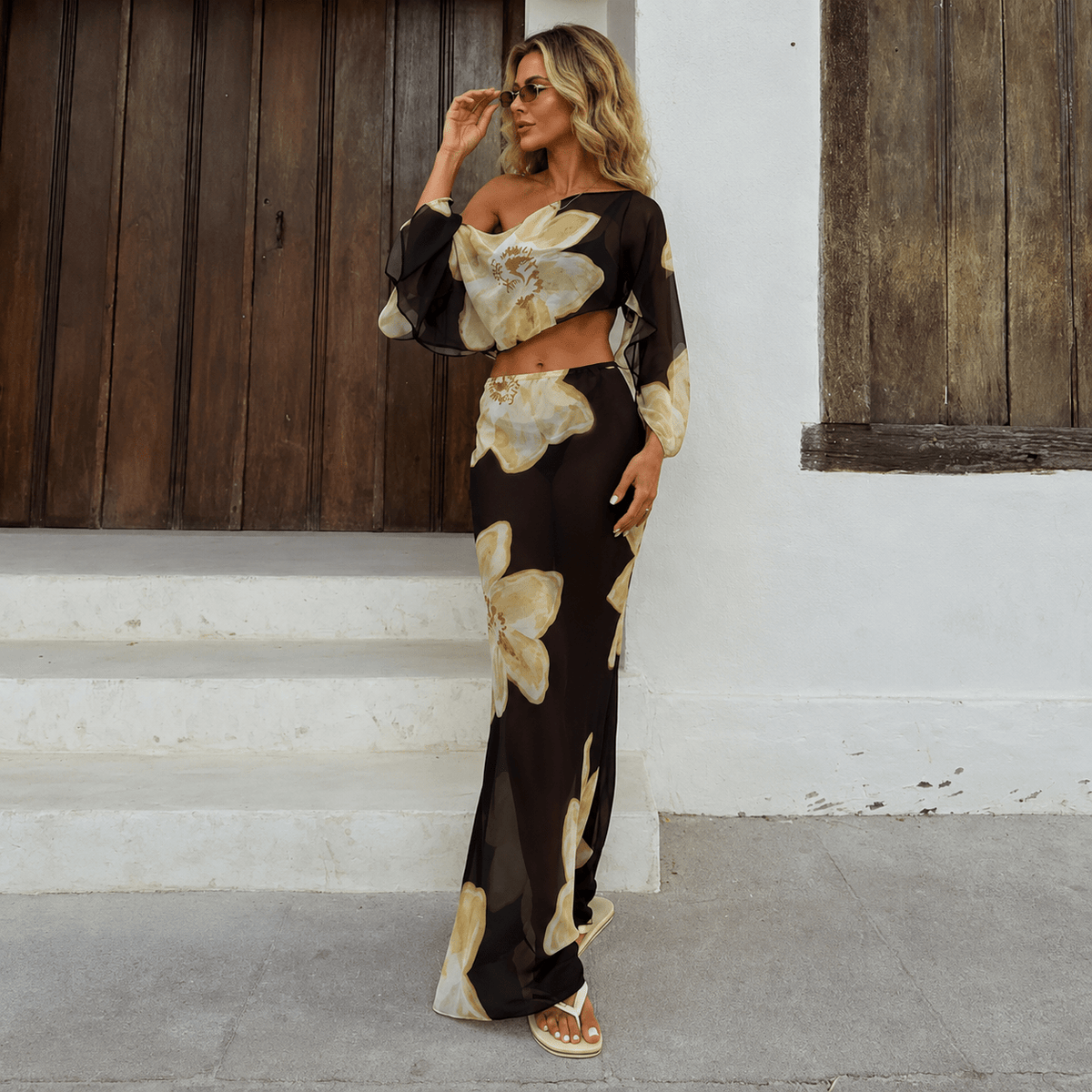 Conjunto Sofia de saia maxi floral