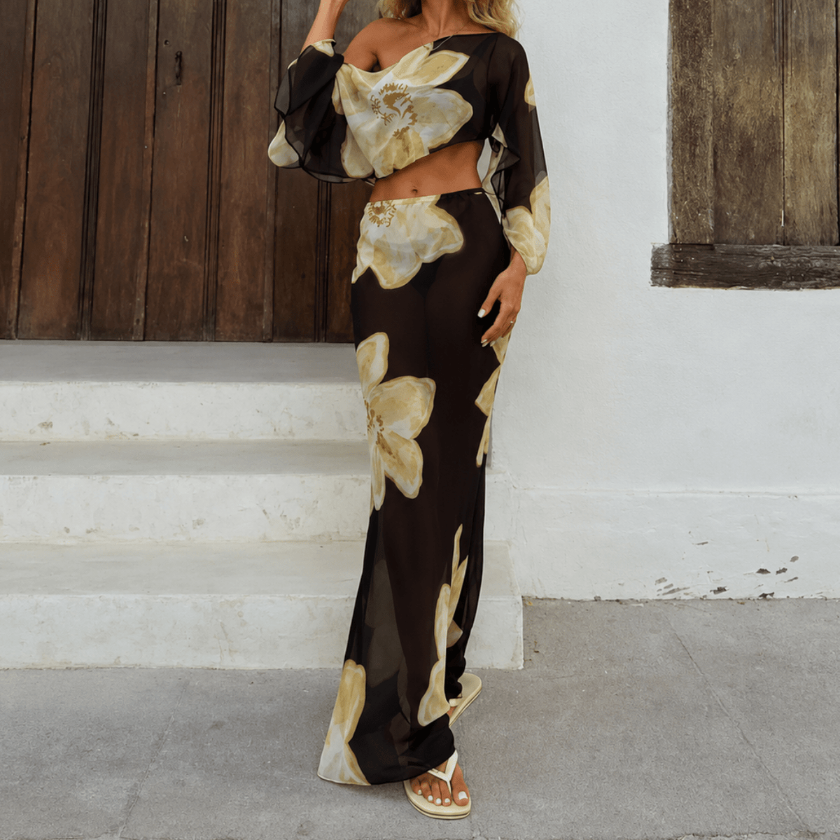 Conjunto Sofia de saia maxi floral