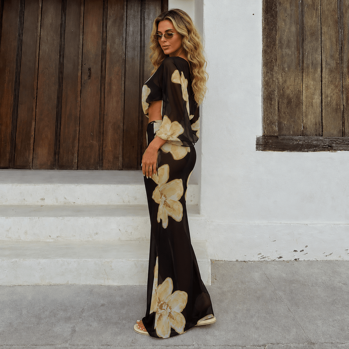 Conjunto Sofia de saia maxi floral