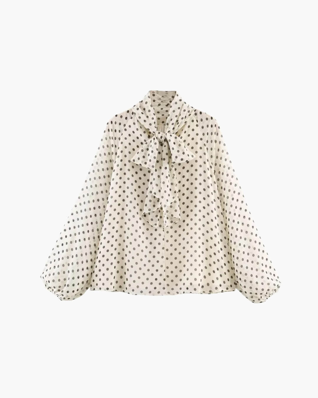 Blusa Sofia de gola subida com padrão de bolinhas