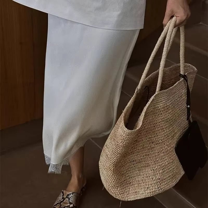 Tote de ráfia entrançada à mão Sophia
