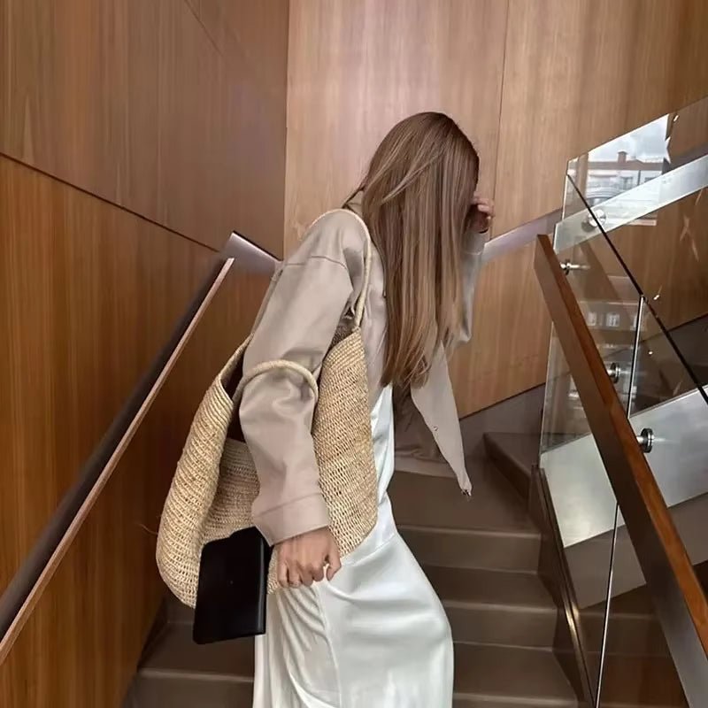 Tote de ráfia entrançada à mão Sophia