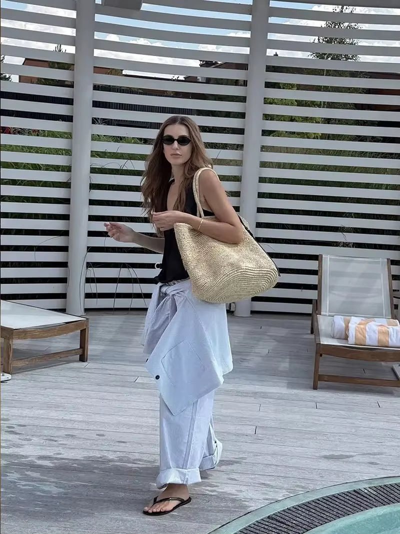 Tote de ráfia entrançada à mão Sophia