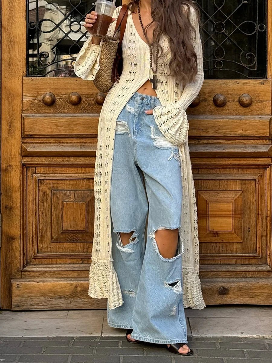 Vestido-casaco de malha Sophia com aberturas