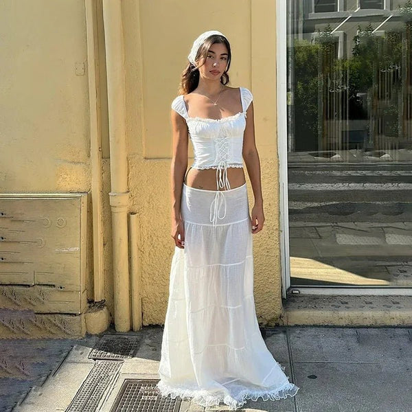 Conjunto de duas peças em renda e com ombros descobertos Sophia