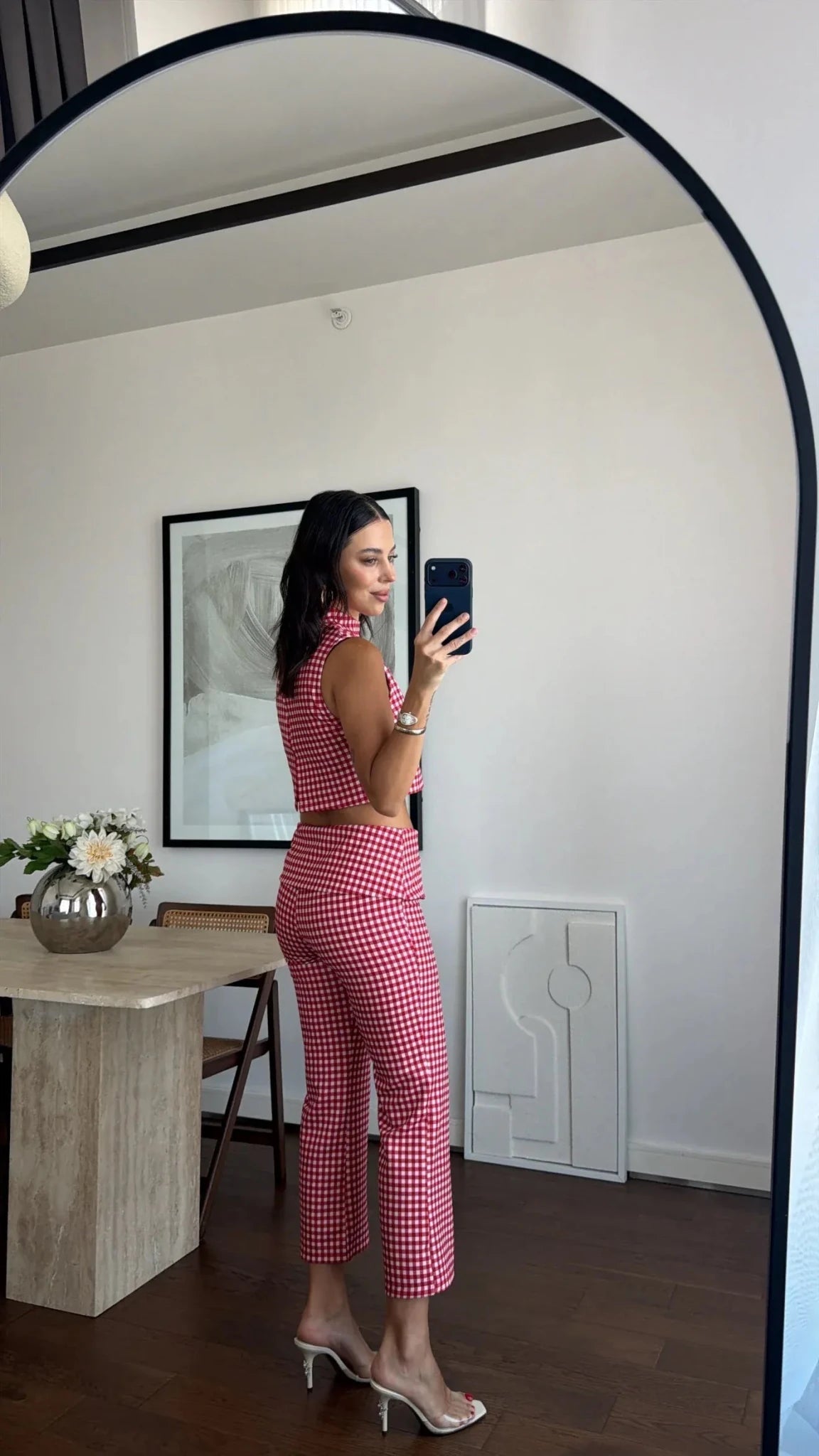 Conjunto coordenado de top curto aos quadrados Sophia