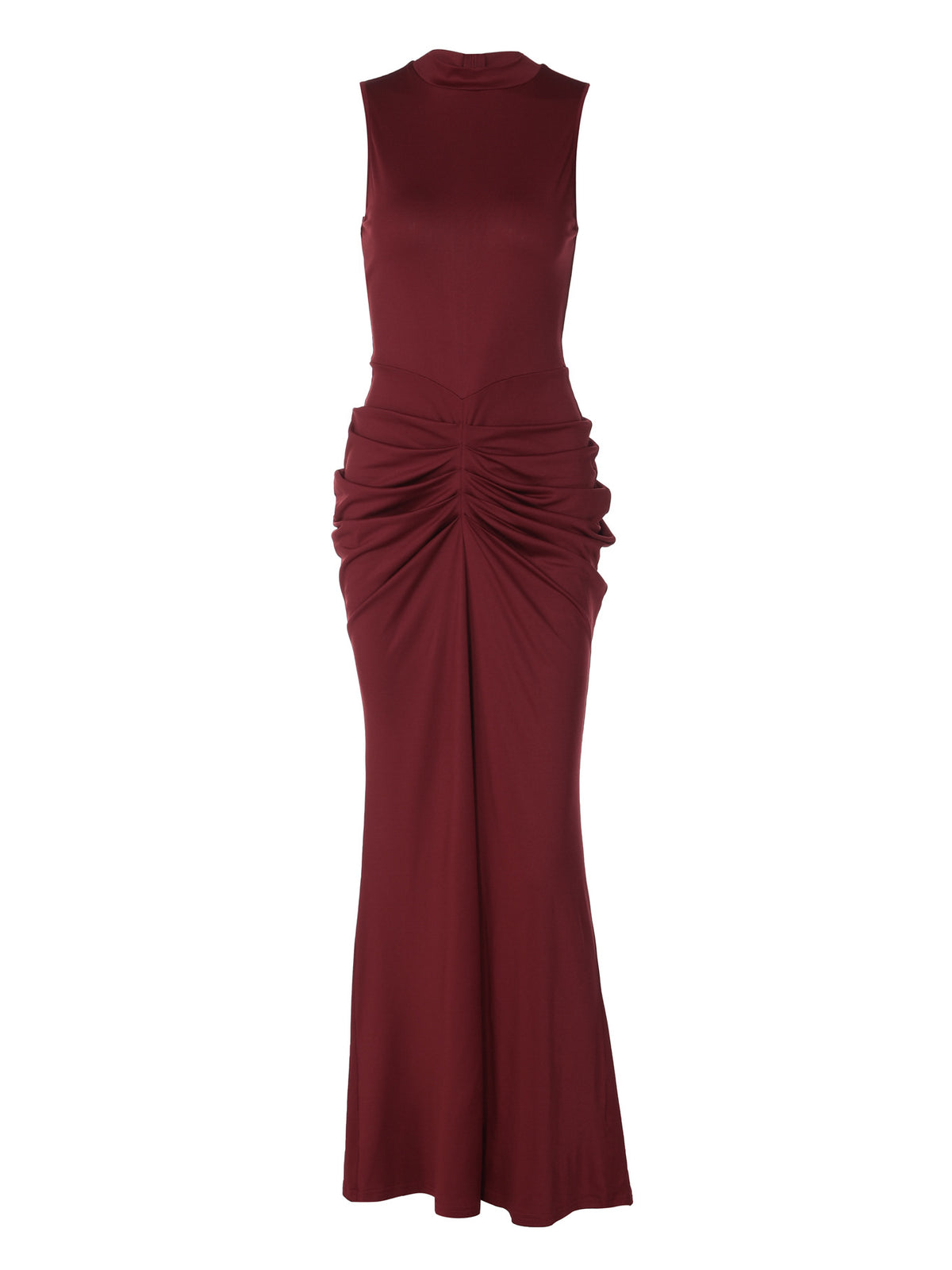 Vestido comprido franzido com gola alta Philippa