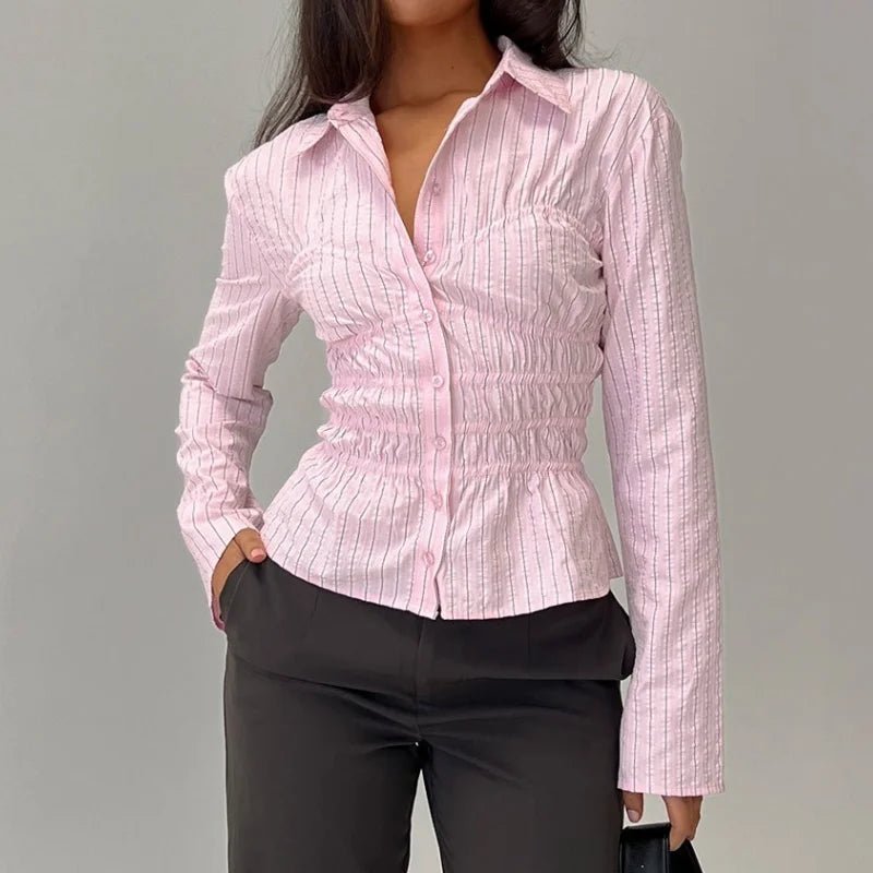 Blusa de manga comprida franzida Susan
