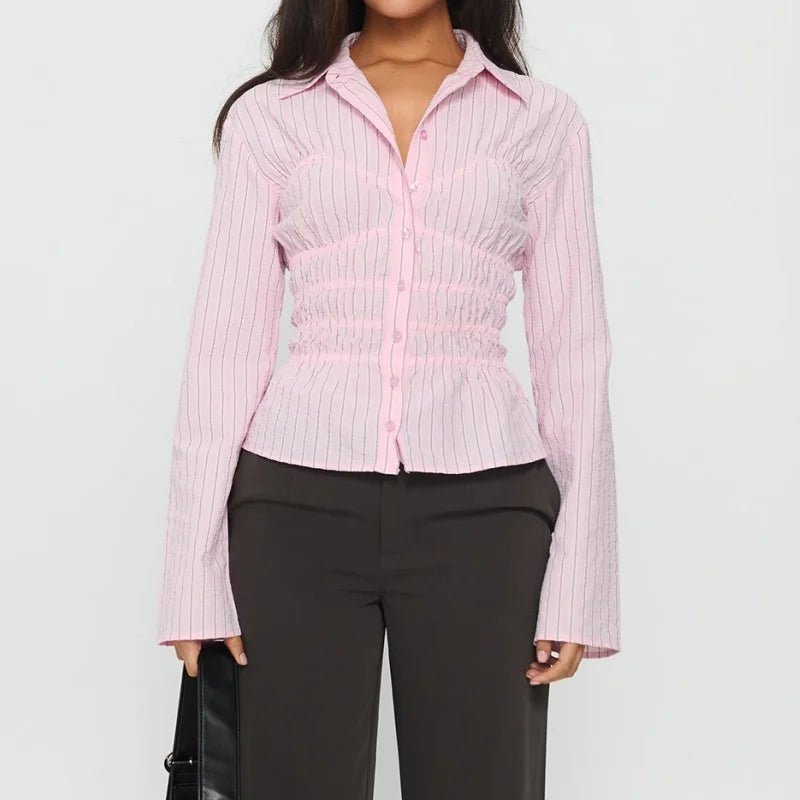 Blusa de manga comprida franzida Susan
