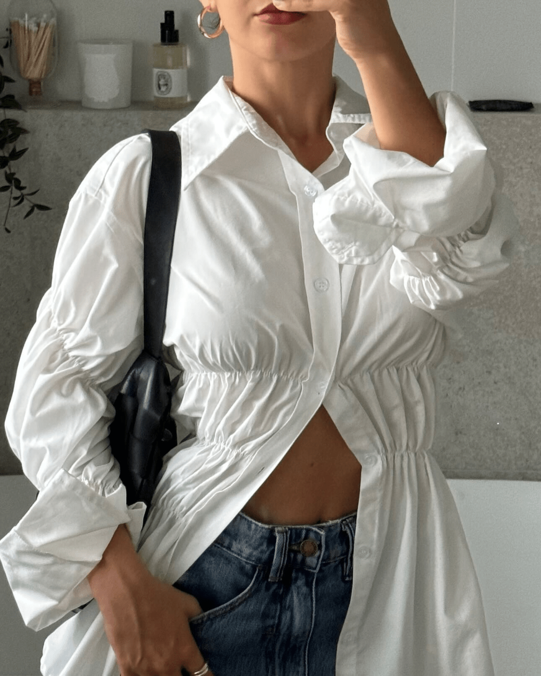 Camisa franzida de manga comprida Suzette