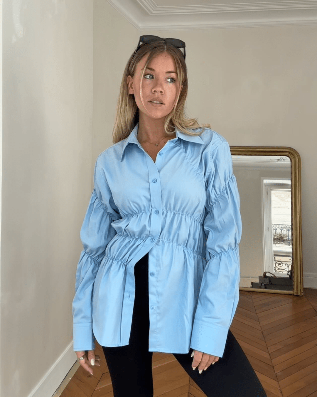 Camisa franzida de manga comprida Suzette