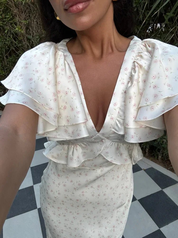 Vestido midi com mangas de folhos Taylor