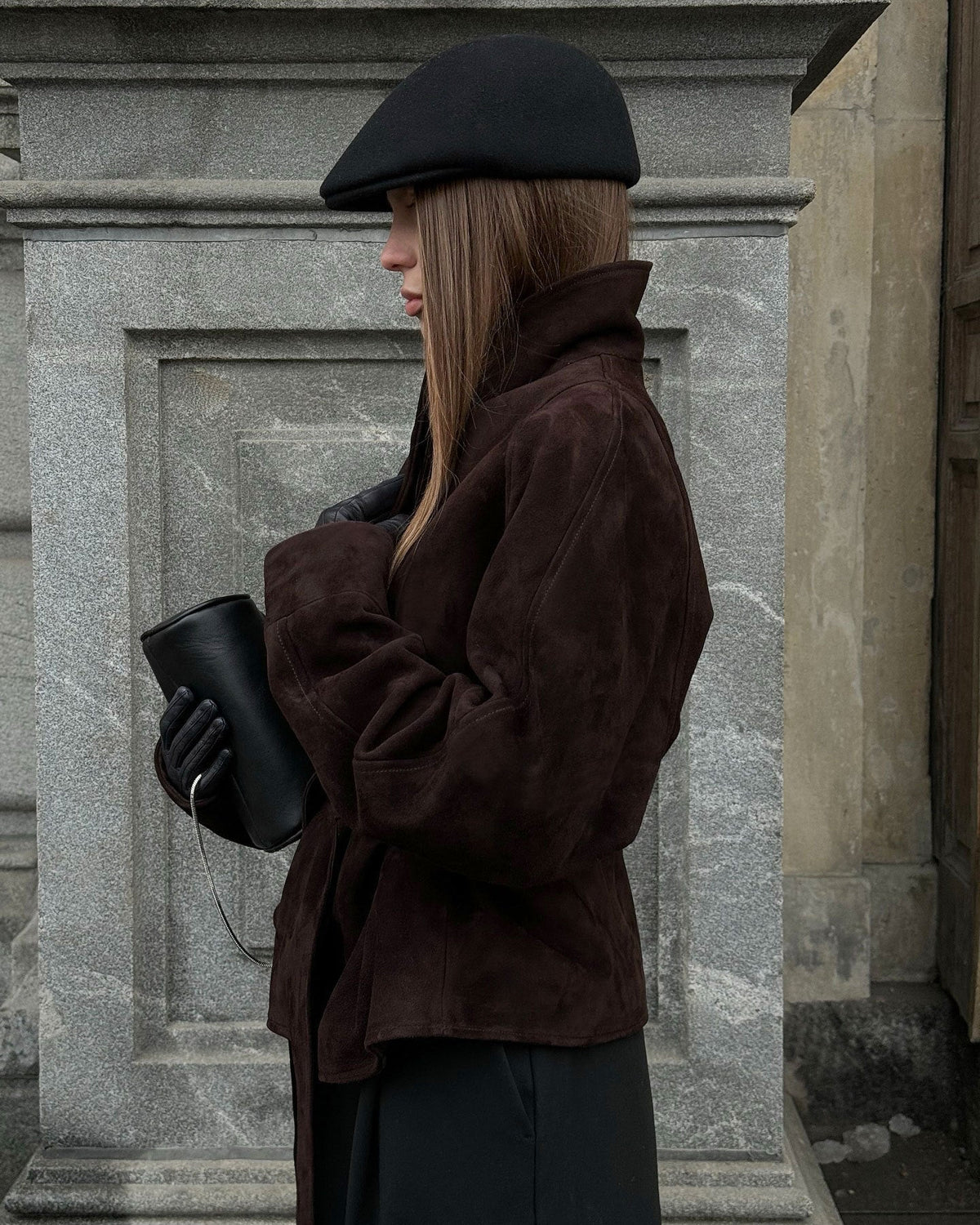 Gabardina de camurça com cinto Teresa