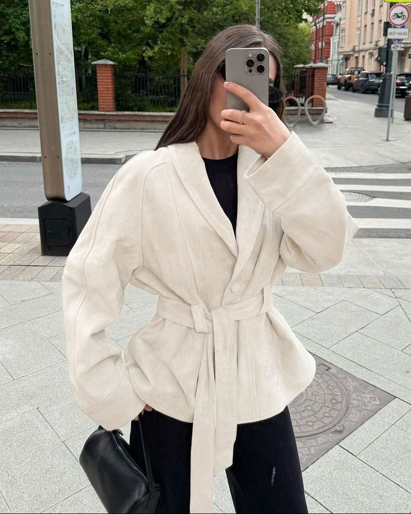 Gabardina de camurça com cinto Teresa