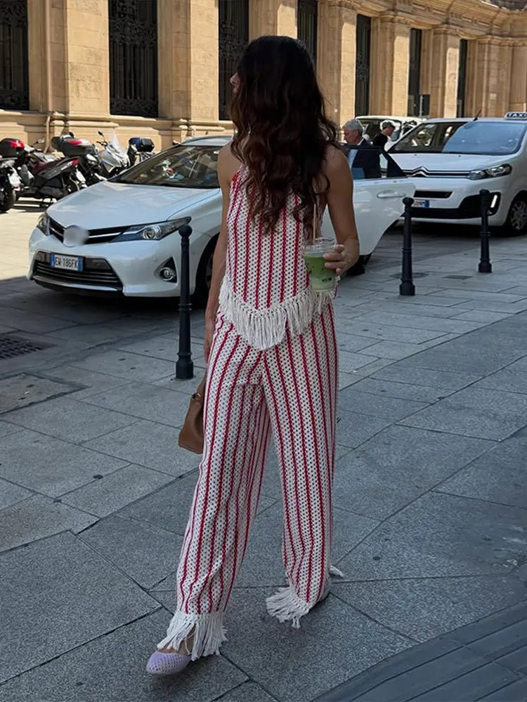 Conjunto de duas peças com franjas e riscas Teresa