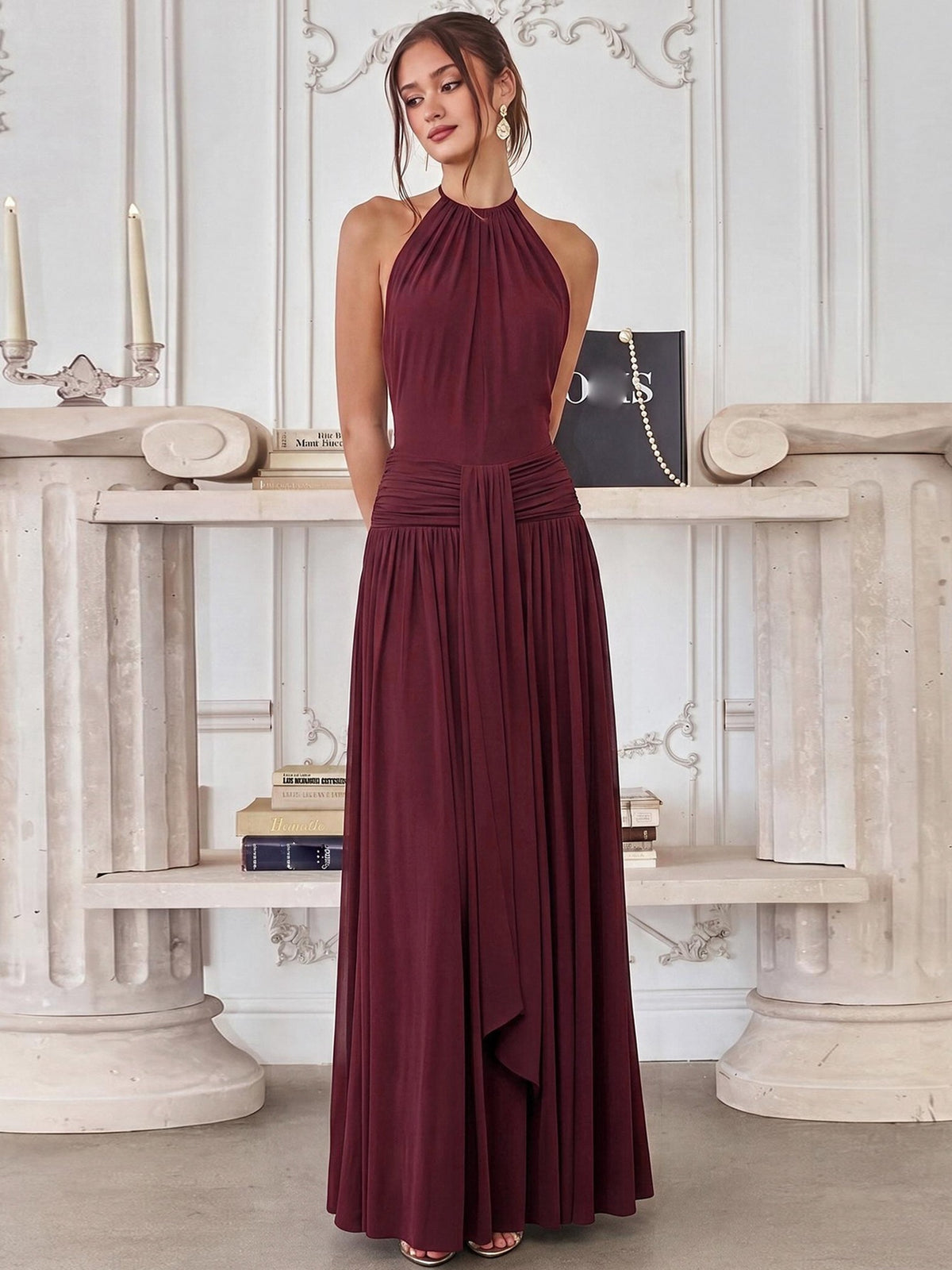 Vestido comprido halter Dora