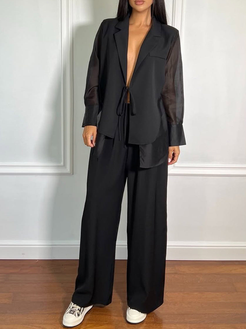 Conjunto de blazer com mangas transparentes Greer