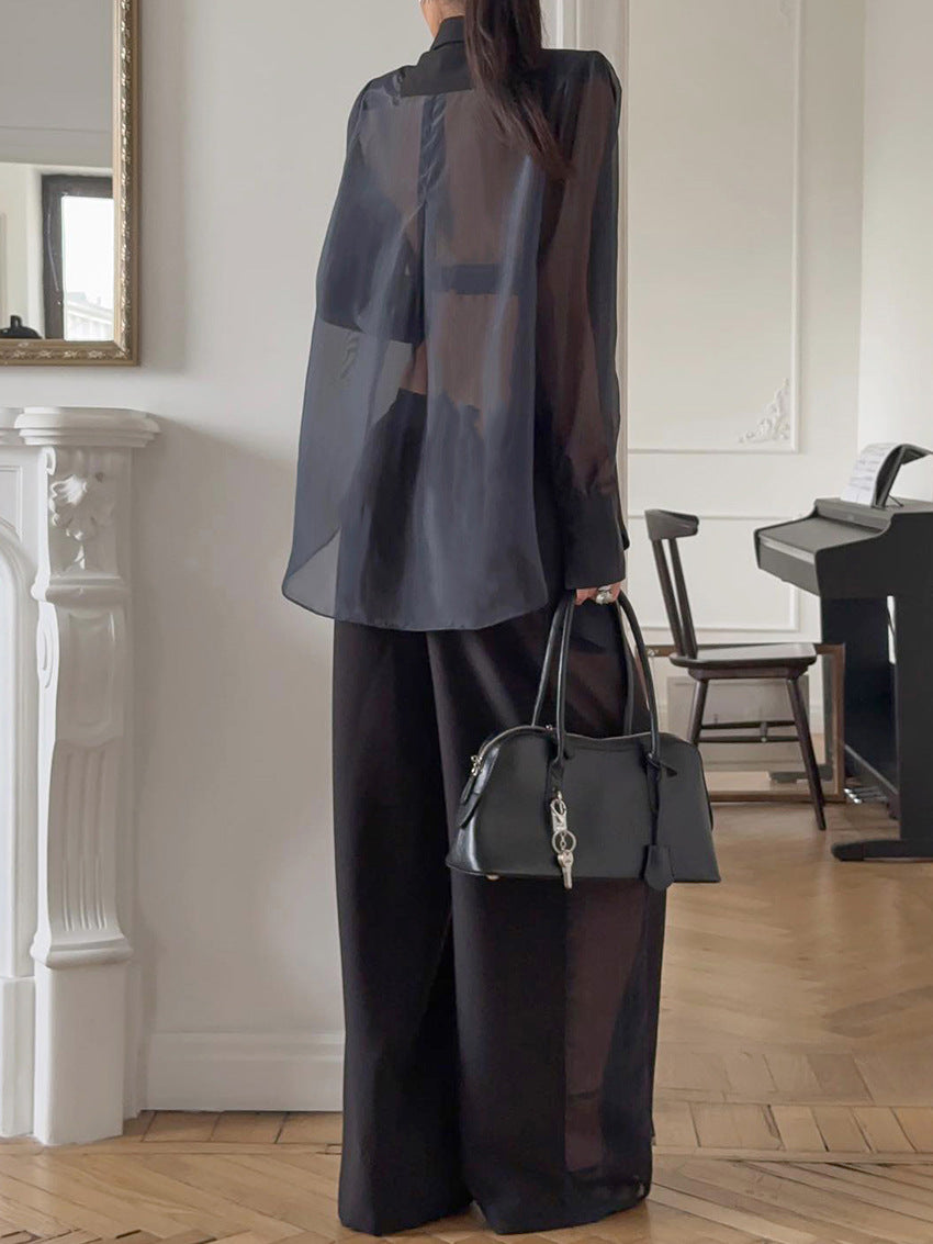 Conjunto de blazer com mangas transparentes Greer