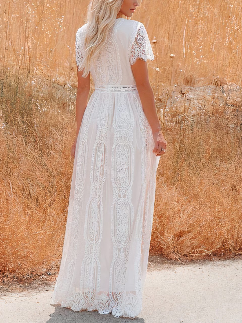 Vestido comprido de renda boémia Tilda