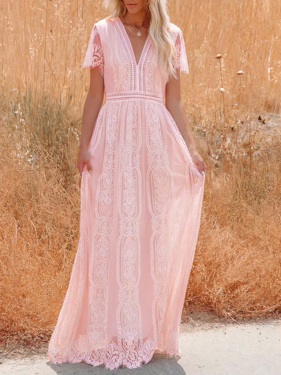 Vestido comprido de renda boémia Tilda