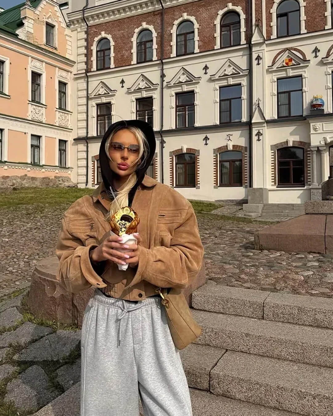 Casaco de camurça com lapela Trisha
