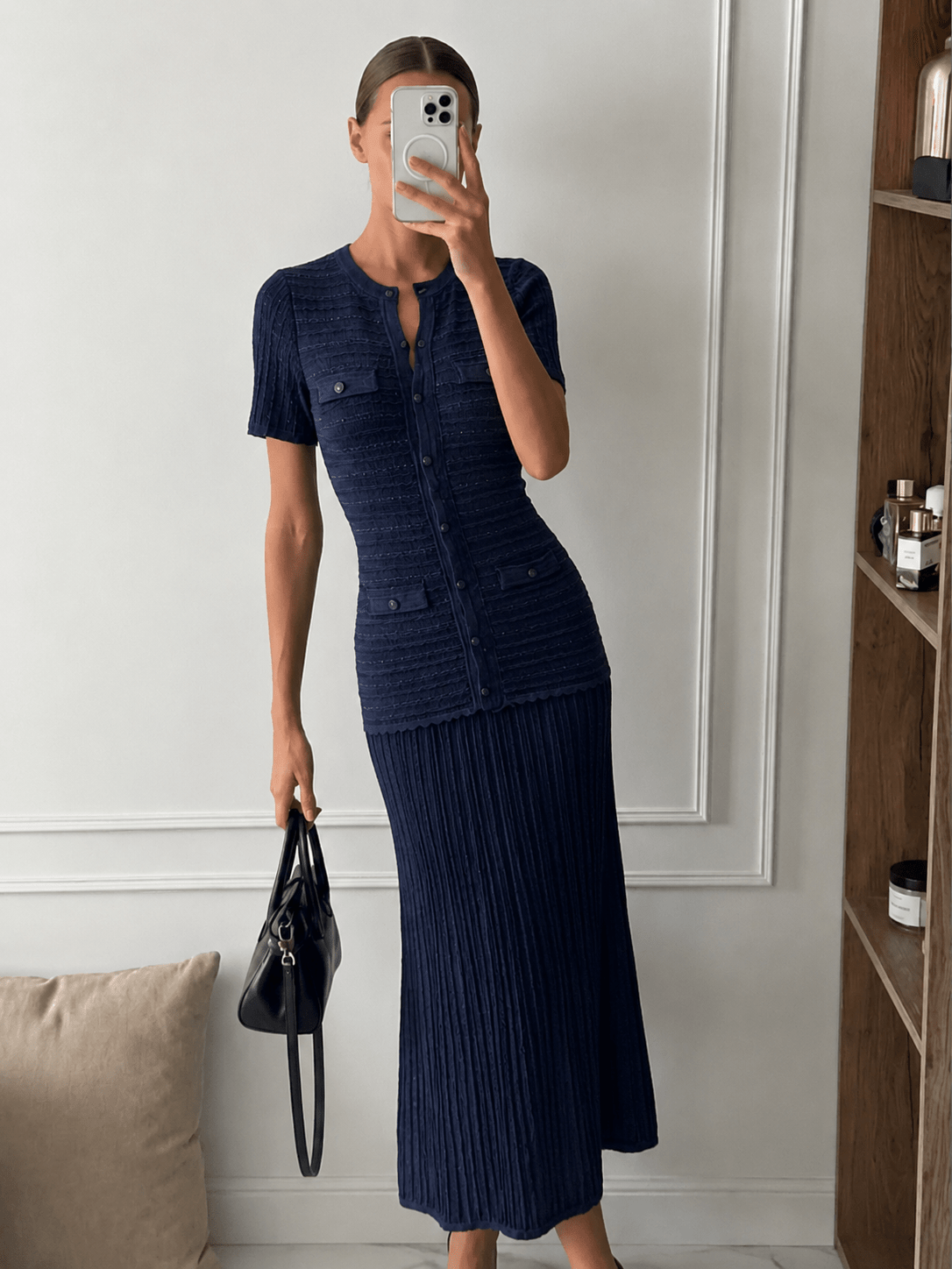 Vestido maxi de malha canelada Ulrike
