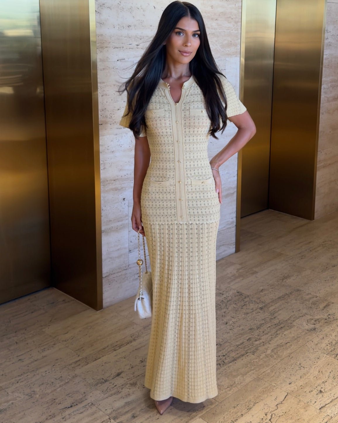 Vestido maxi de malha canelada Ulrike
