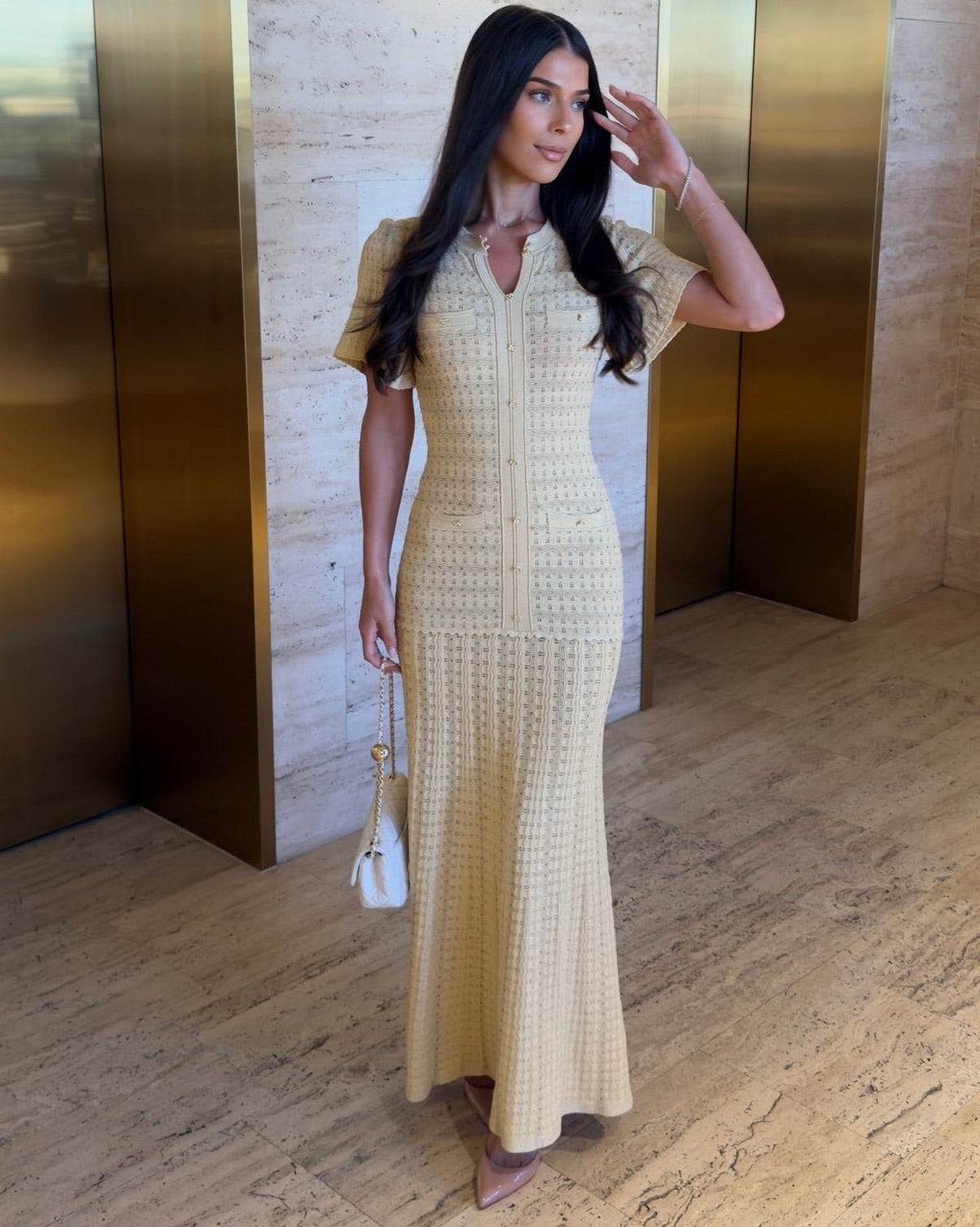 Vestido maxi de malha canelada Ulrike