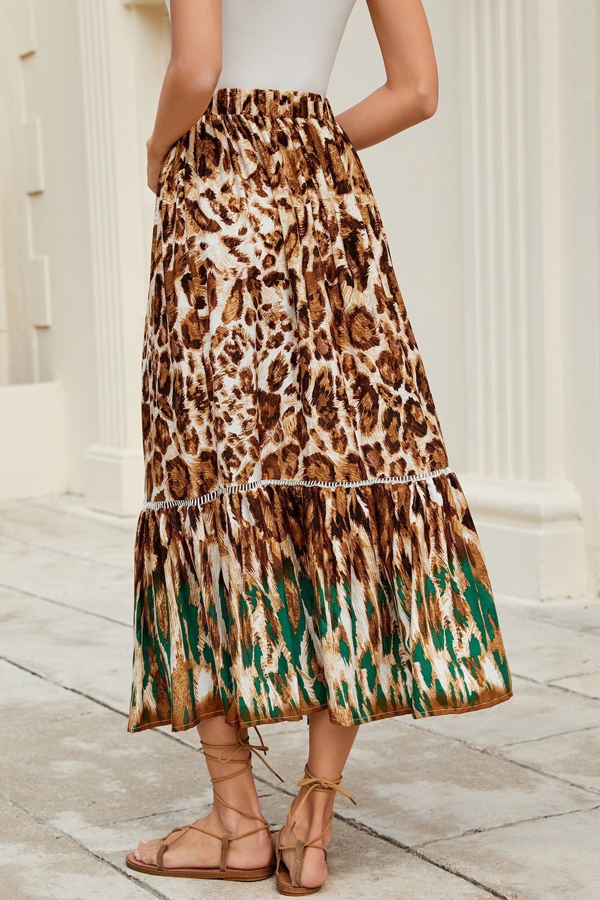 Valerie Boho Ruffle Floral Maxi Skirt
