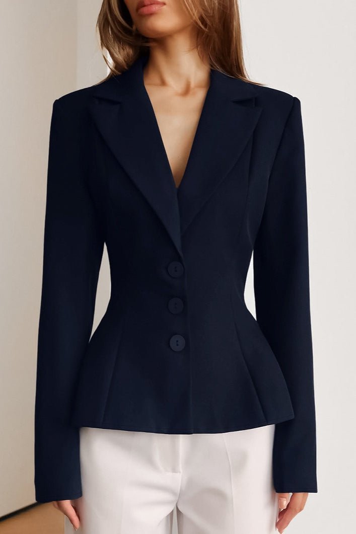 Blazer justo com decote em V e ombros almofadados Valerie