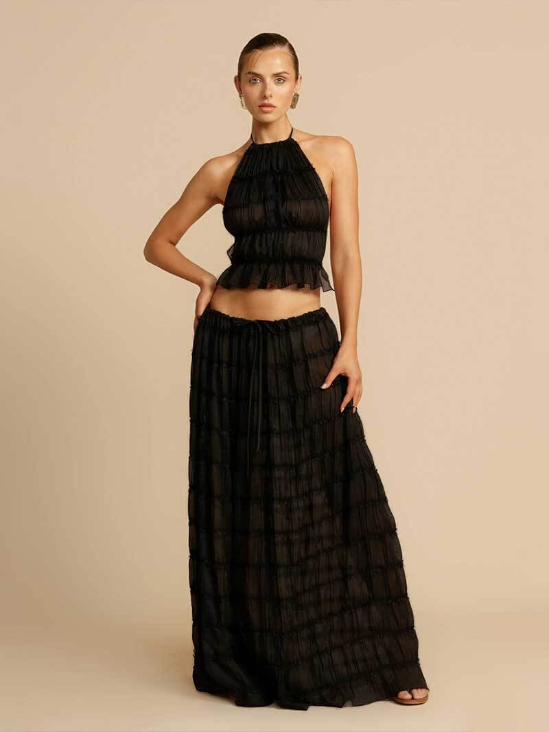 Conjunto de duas peças Valerie com detalhes de folhos