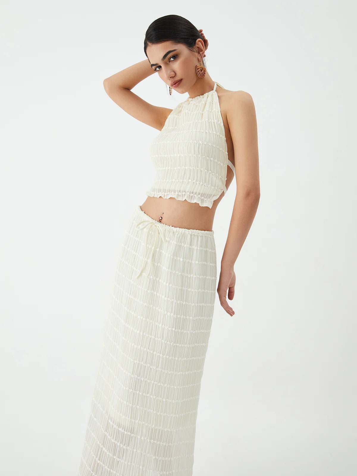 Conjunto de duas peças Valerie com detalhes de folhos
