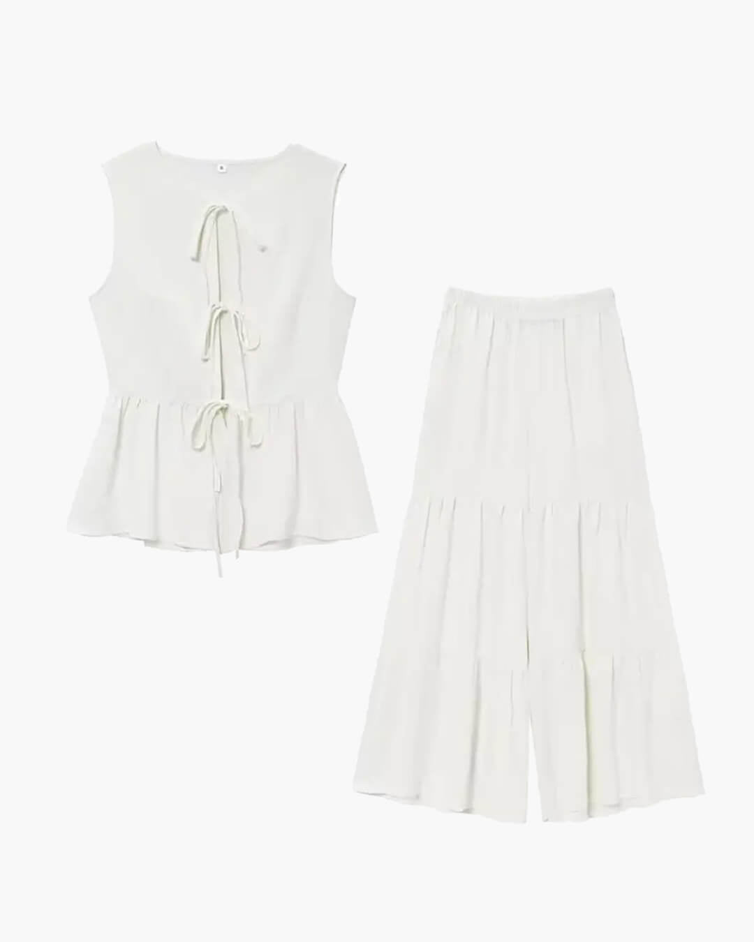 Conjunto Vianne de colete com atilhos à frente e calças