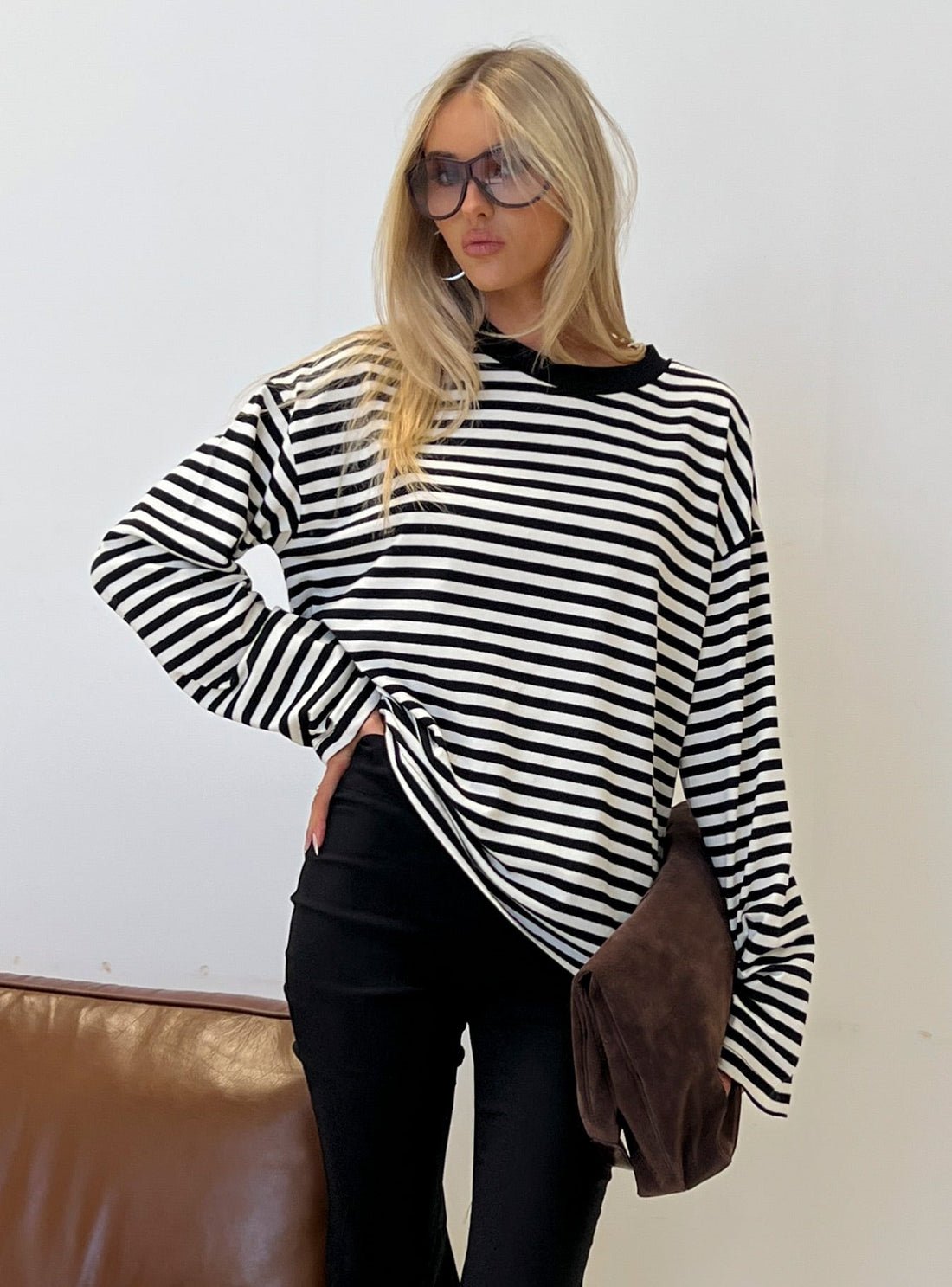 Camisola de malha oversized Vivien às riscas