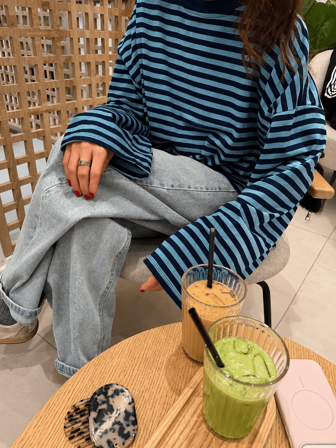 Camisola de malha oversized Vivien às riscas