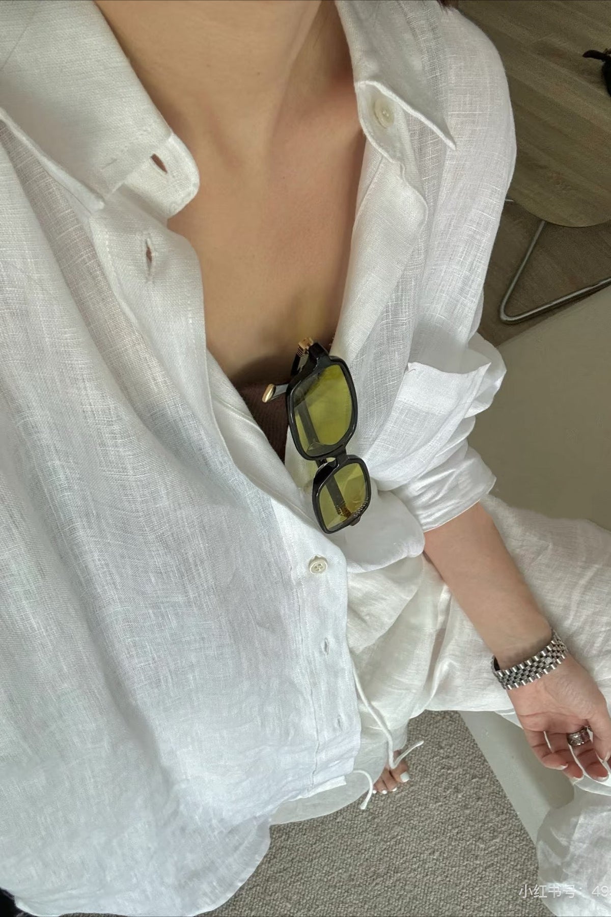 Blusa Xenia de corte descontraído e mangas compridas